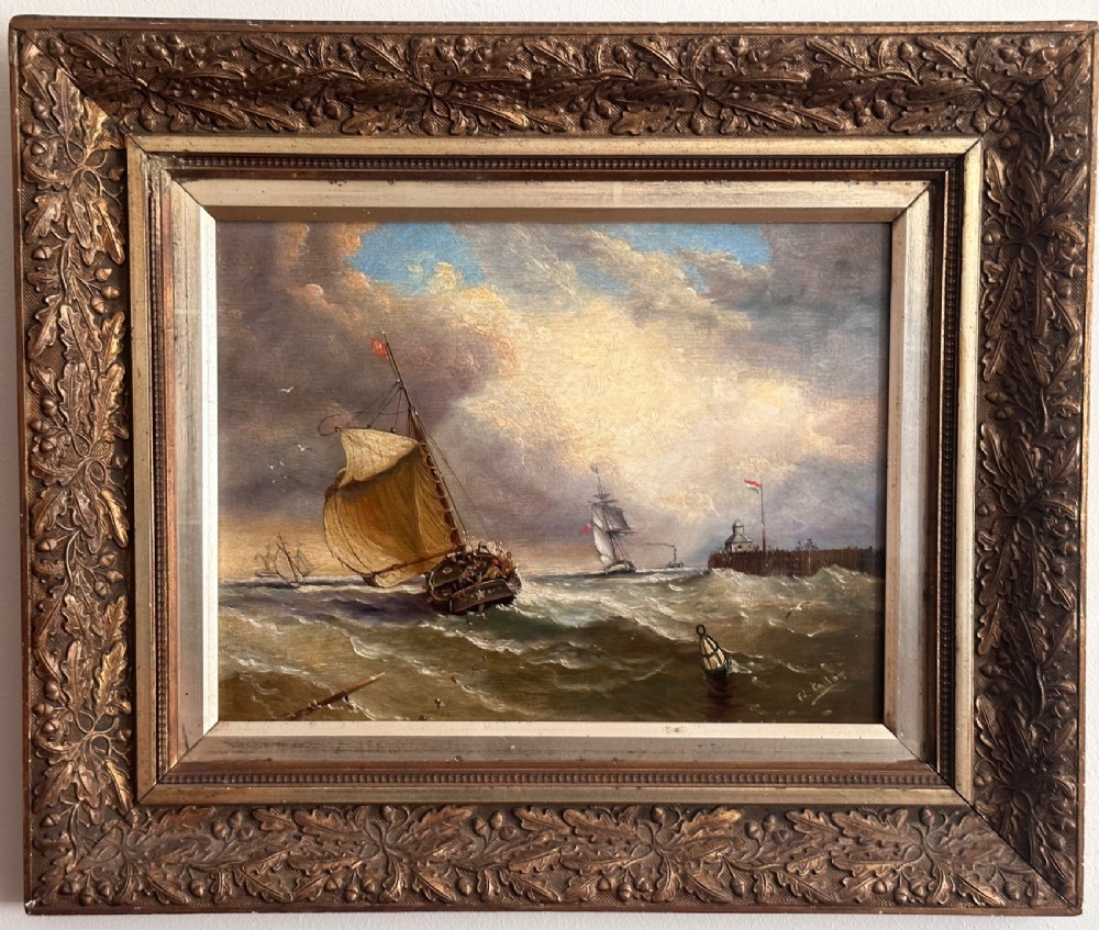 Edward Callow: A good gilt-framed marine oil painting on board, c.1860-80