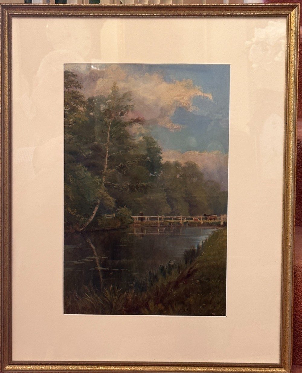 William Josiah Redworth (b.1873): Framed & glazed oil painting on canvas - ‘The Moat – Ditton Park’