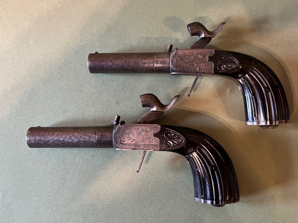 FINE PAIR OF BELGIAN PERCUSSION PISTOLS View III