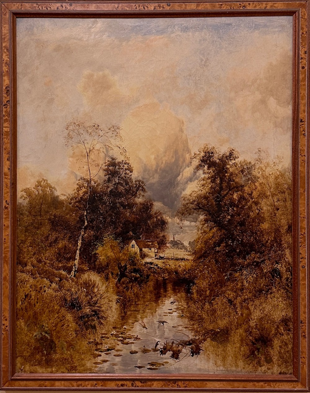 19th century framed Oil Painting on canvas. English School - River Landscape