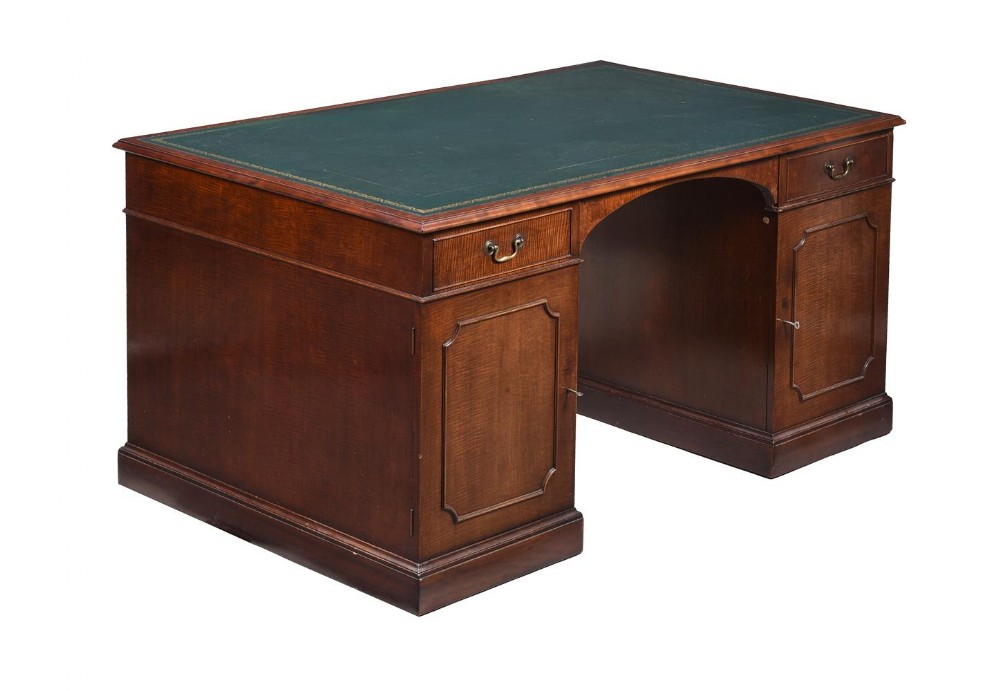 Mahogany Partners Pedestal Desk by D. Bianco & Sons, London, 1910-1920