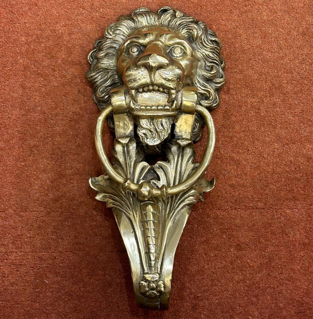 George III Brass Lion Head Door Knocker (15 inches tall)