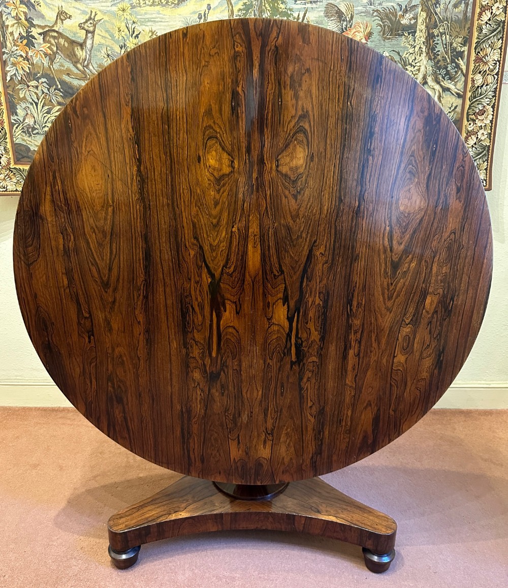Regency period circular rosewood Breakfast Table (4ft) on a Tripod base
