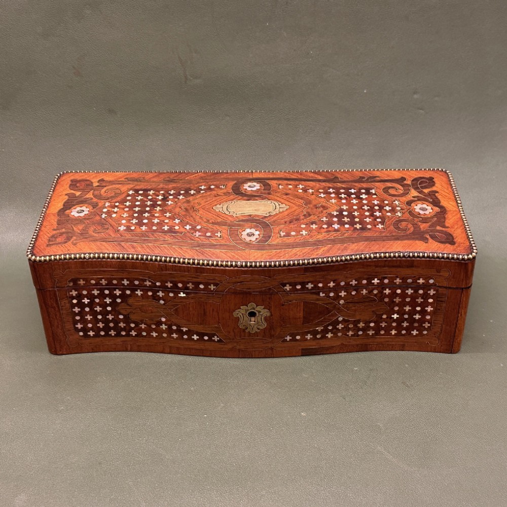 Victorian Mahogany, Brass & MOP inlaid Glove Box