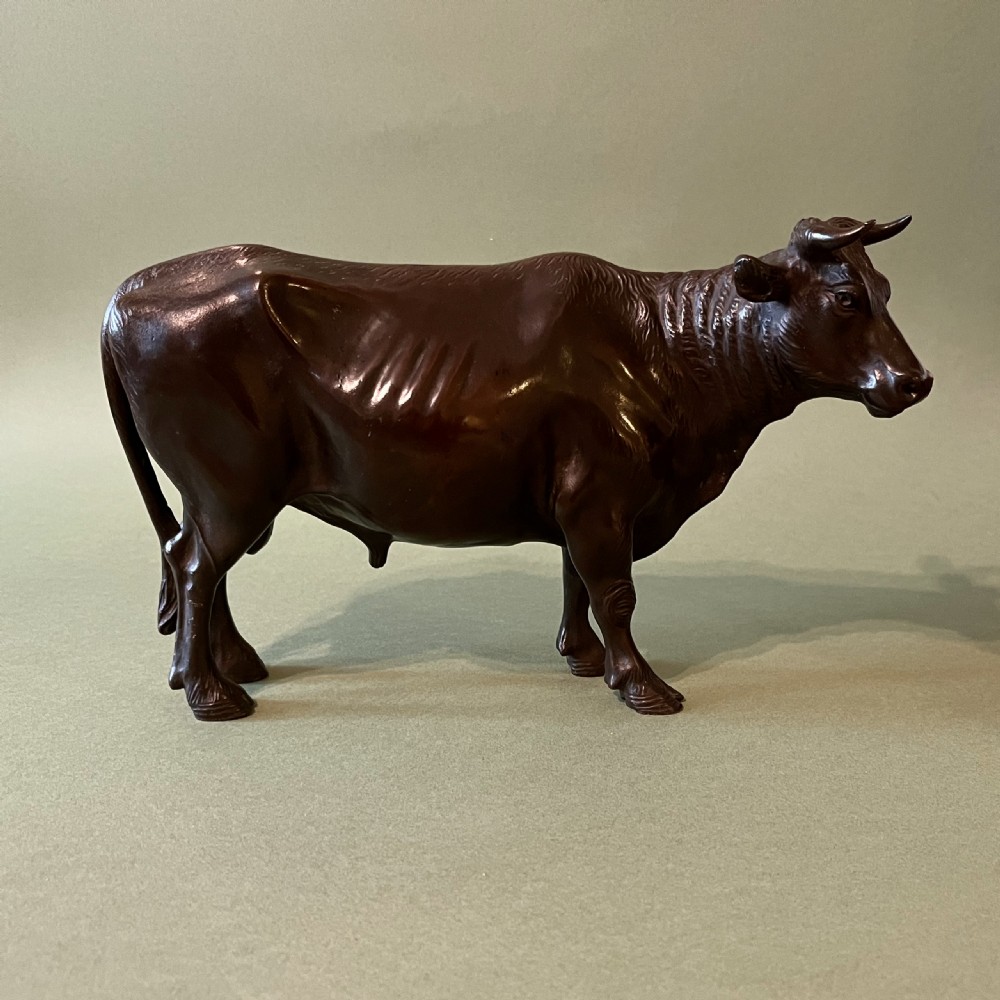 A LARGE AND RARE JAPANESE BRONZE BULL