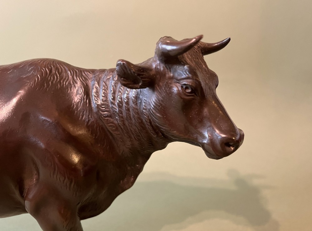A LARGE AND RARE JAPANESE BRONZE BULL View IV