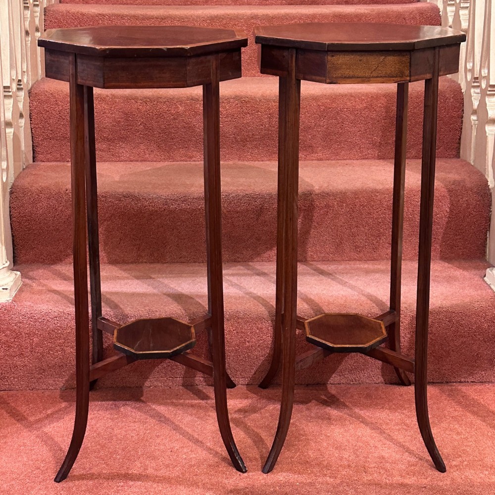 A PAIR of late 19th century octagonal mahogany Plant Stands
