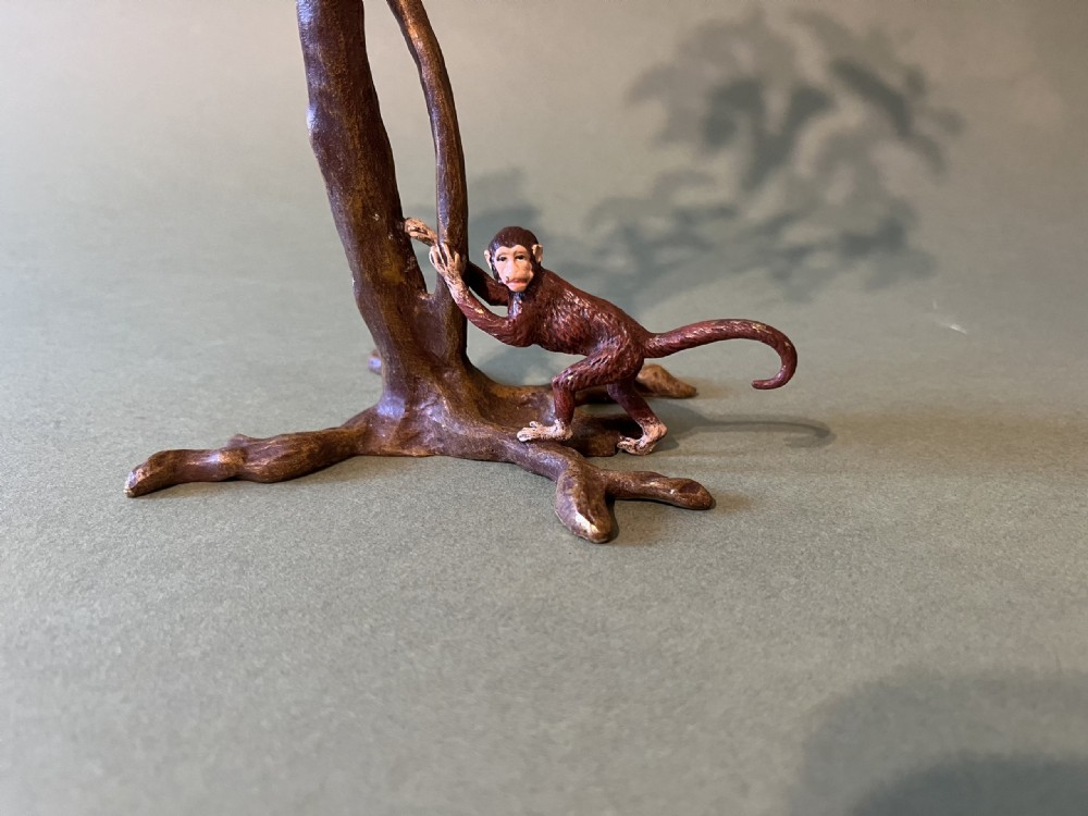 AUSTRIAN COLD-PAINTED BRONZE MONKEYS IN TREE View IV