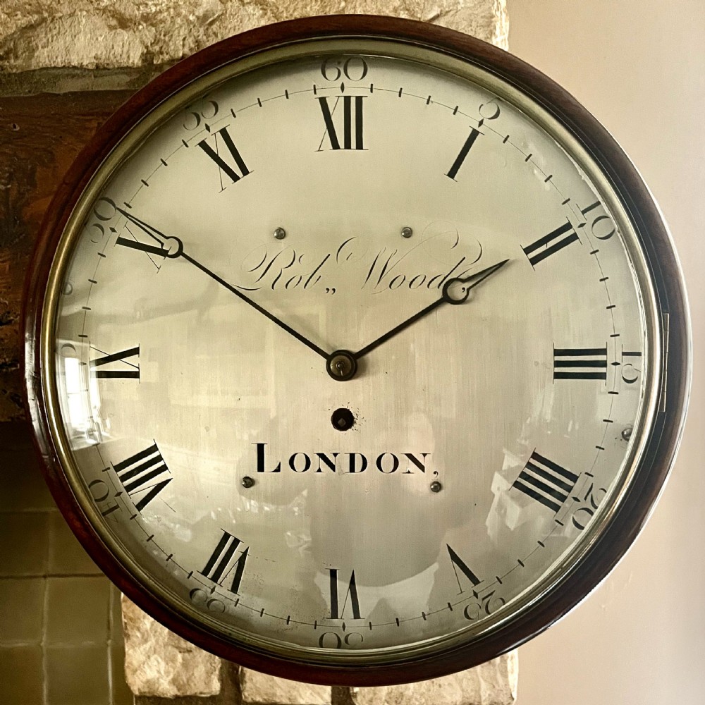 GOOD REGENCY SILVERED-DIAL 8-DAY WALL CLOCK