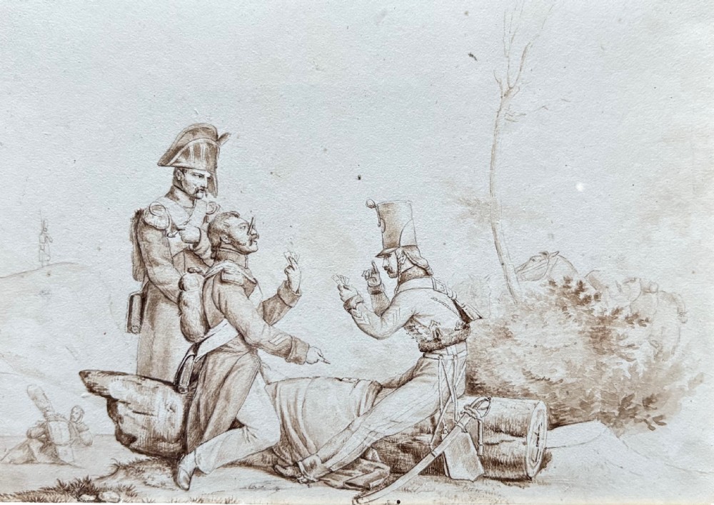 UNUSUAL NAPOLEONIC SEPIA WATERCOLOUR