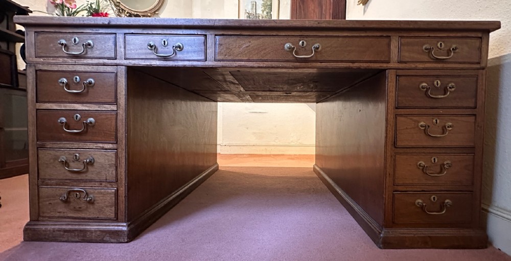 Late 19th century mahogany twin-pedestal Partners Desk (162cm x 140cm)