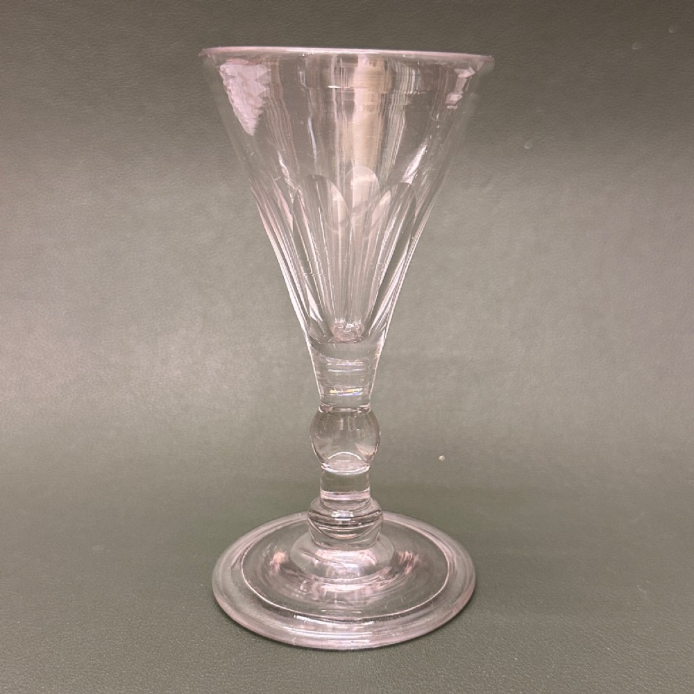 Late 18th century petal-moulded gin glass with knop stem