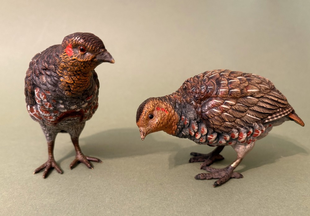 PAIR OF AUSTRIAN COLD-PAINTED BRONZE GROUSE