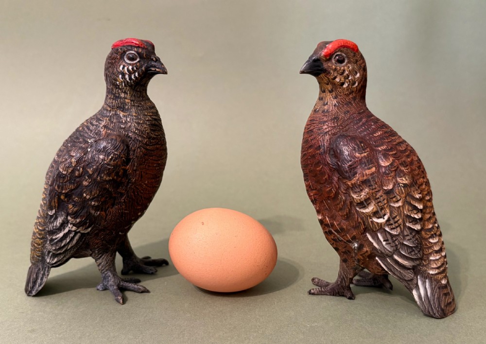 SUPERB PAIR OF AUSTRIAN BRONZE PARTRIDGES
