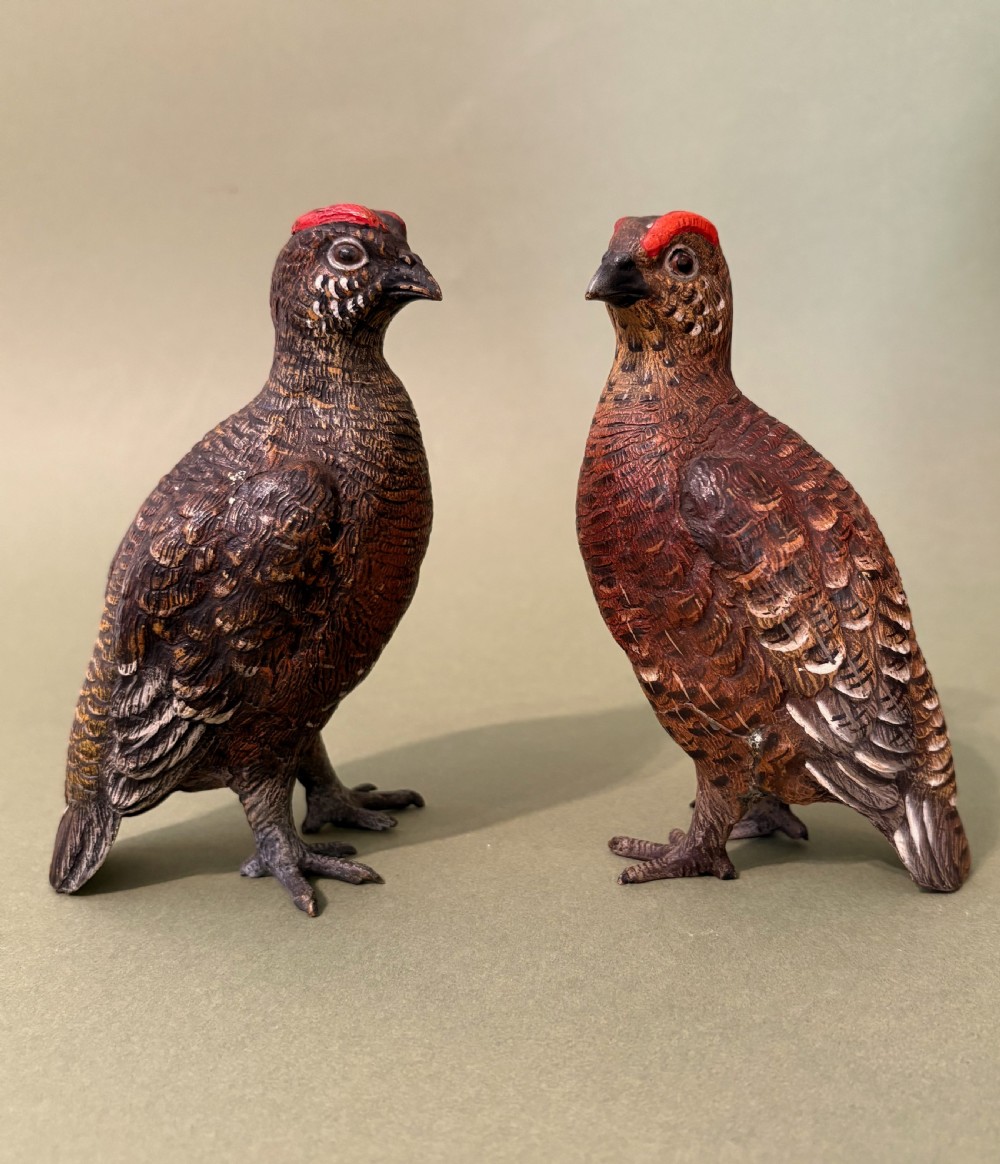SUPERB PAIR OF AUSTRIAN BRONZE PARTRIDGES View II