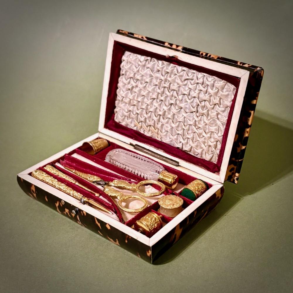 TORTOISESHELL FITTED SEWING BOX
