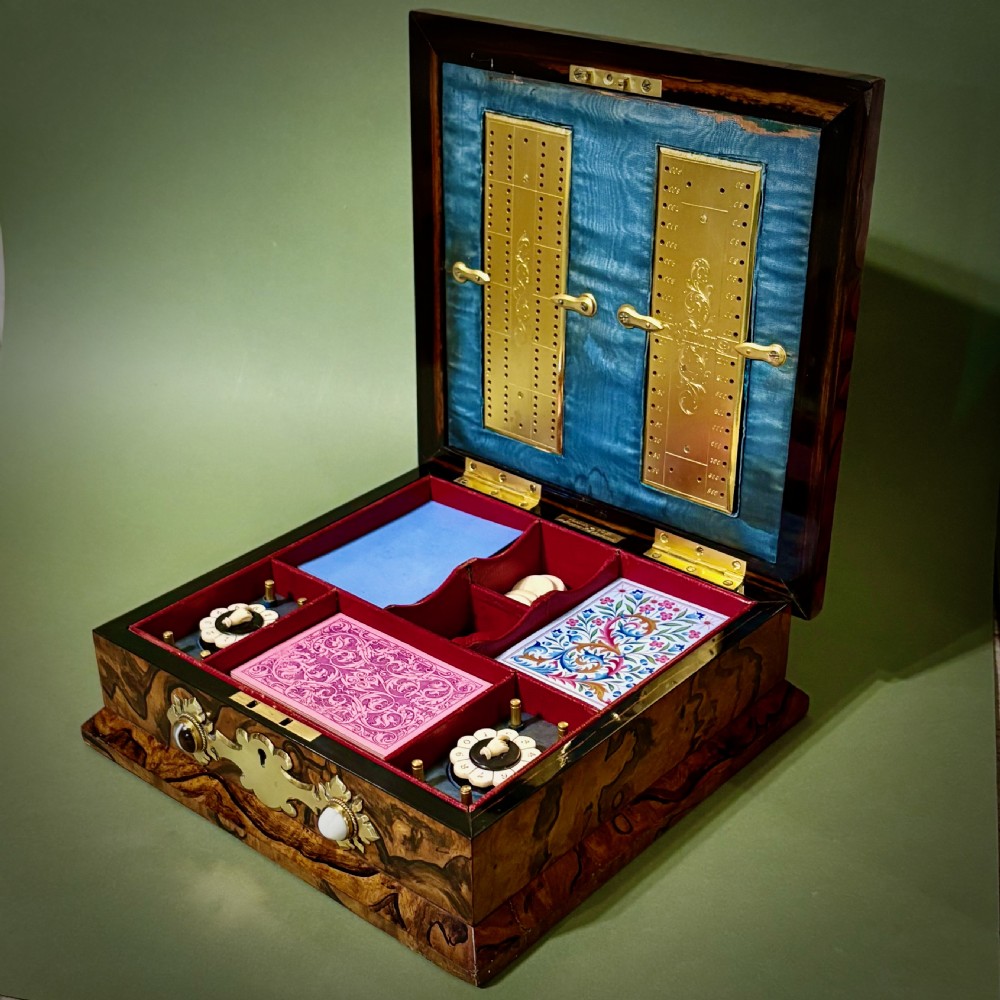 FINE FIGURED WALNUT GAMES BOX View V