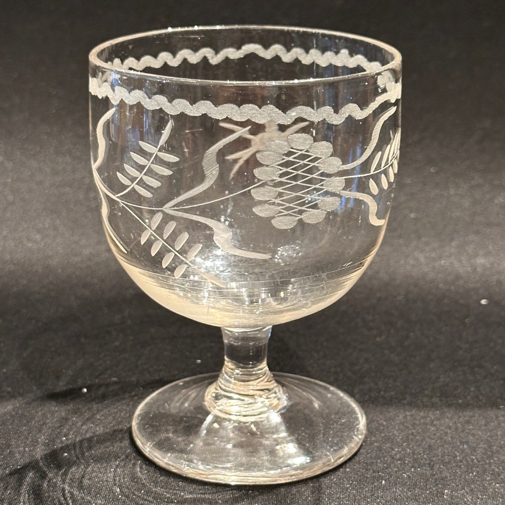 Georgian Wheel-Engraved Jacobite Cup Bowl Rummer, c.1780