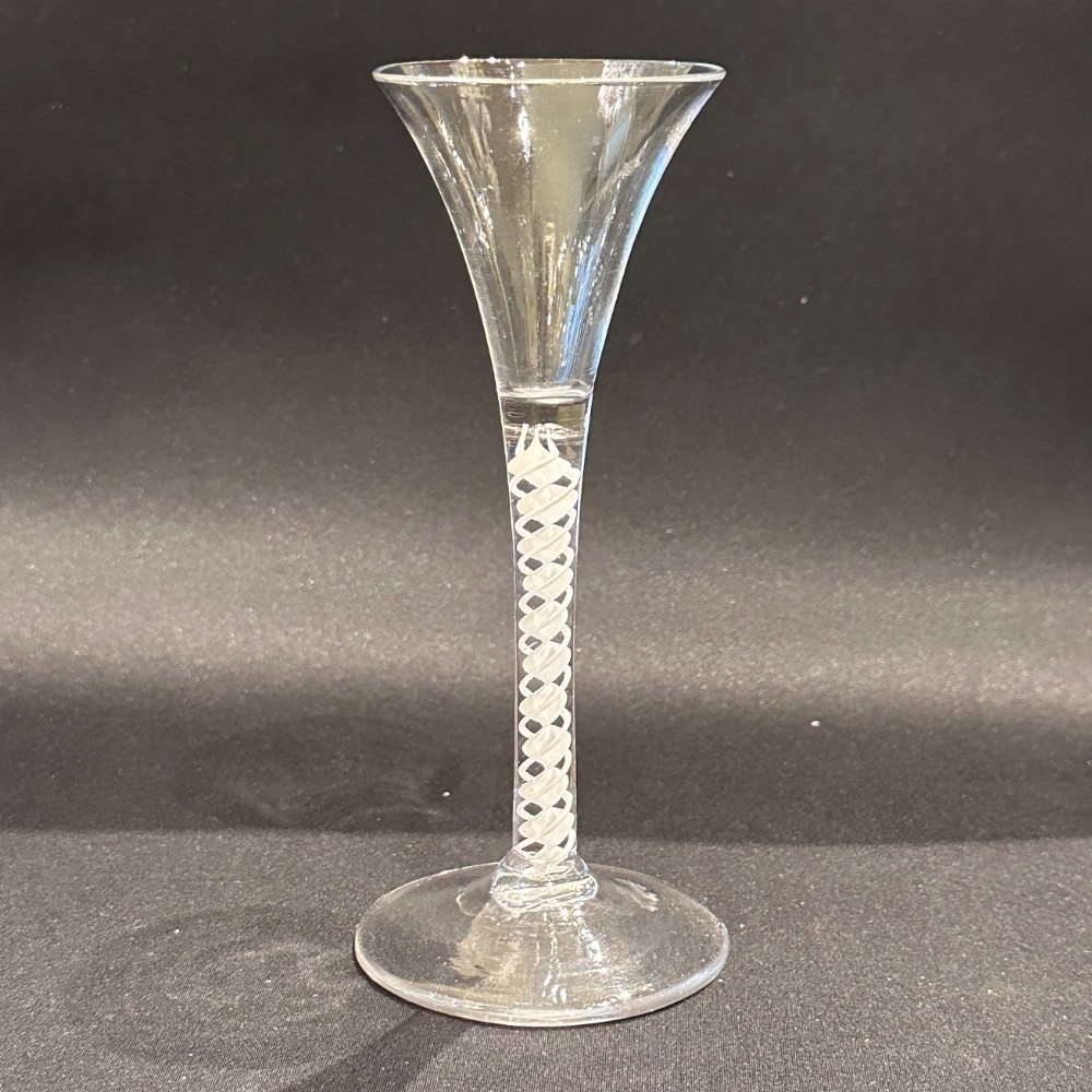 George III Wine Glass with a central corkscrew & opaque 2-ply twist stem. c.1760