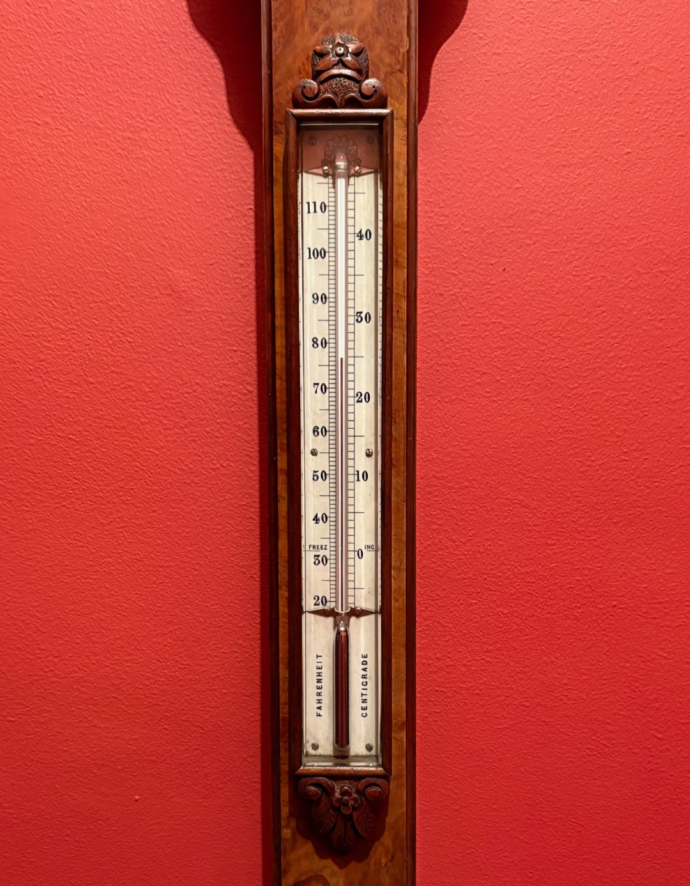 A VERY FINE WALNUT STICK BAROMETER View V