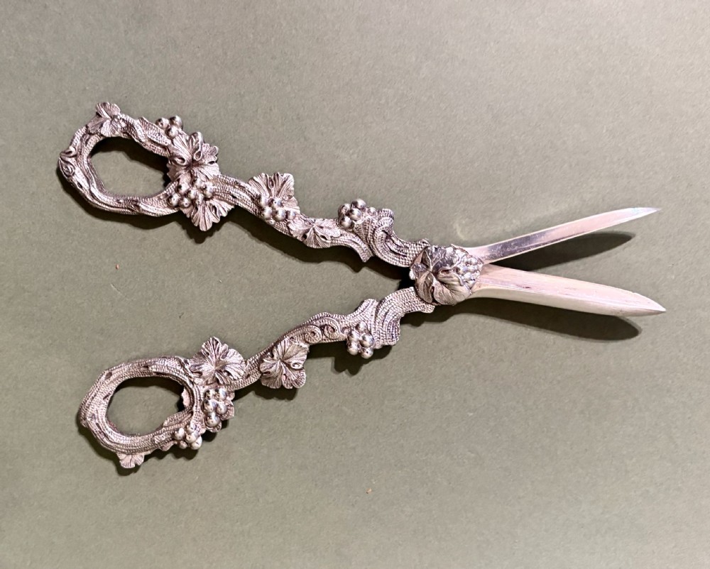 CASED PAIR OF SILVER GRAPE SCISSORS View IV