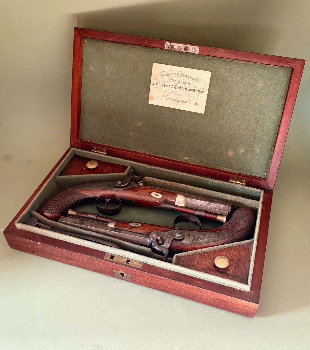 CASED PAIR OF SCOTTISH PERCUSSION PISTOLS View III