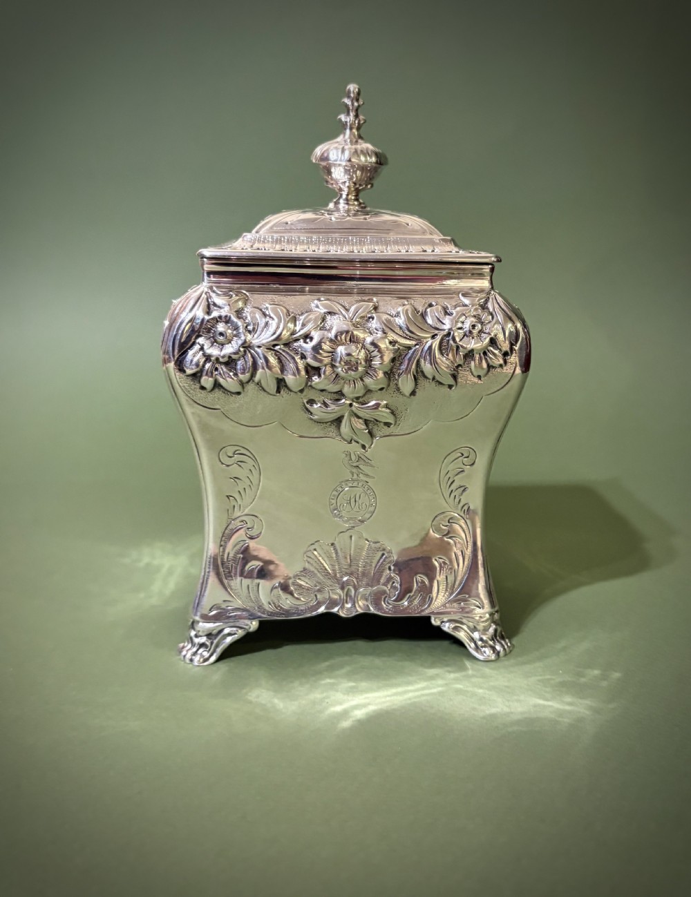 WILLIAM IVTH CASED SILVER TEA CADDY