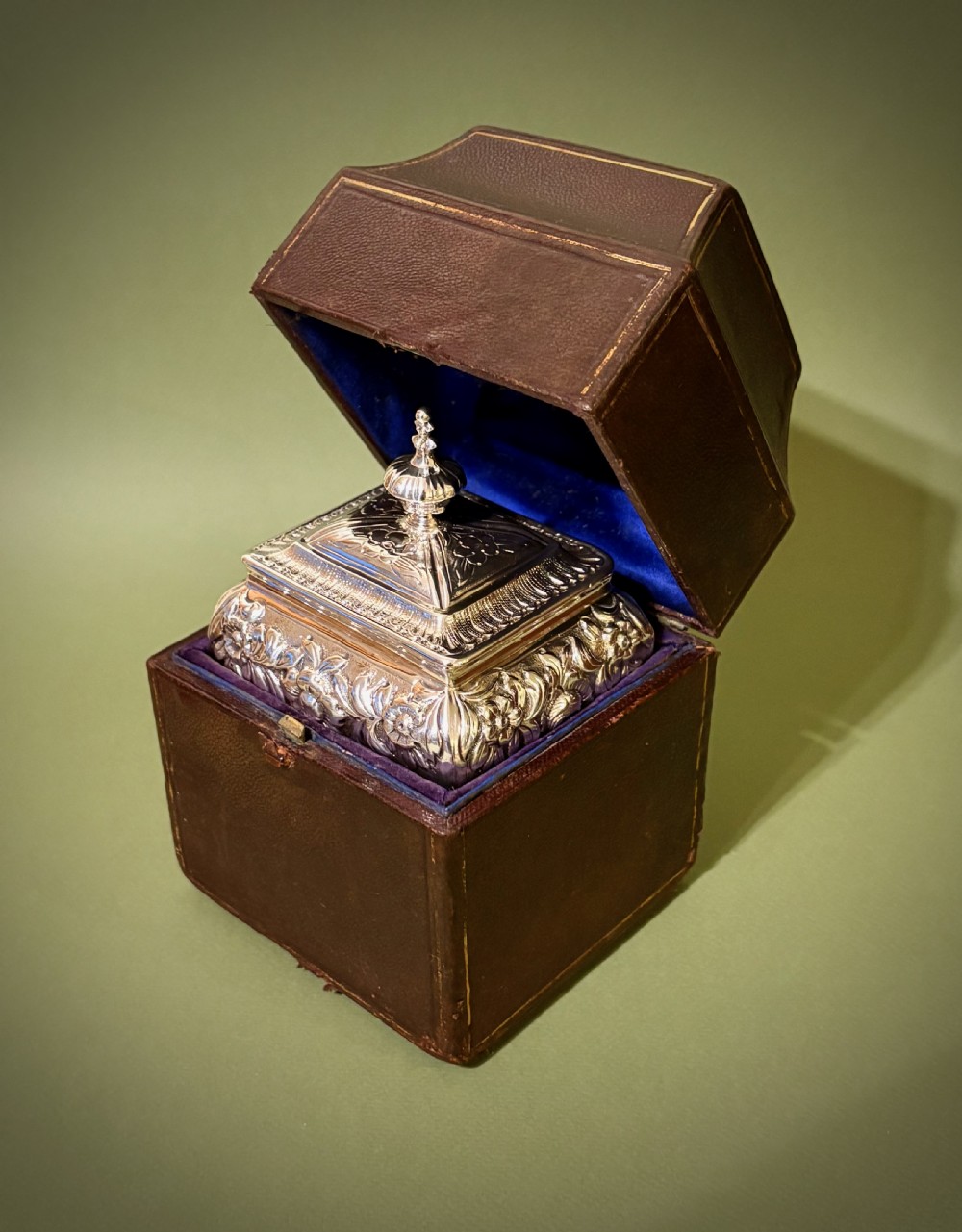 WILLIAM IVTH CASED SILVER TEA CADDY View II