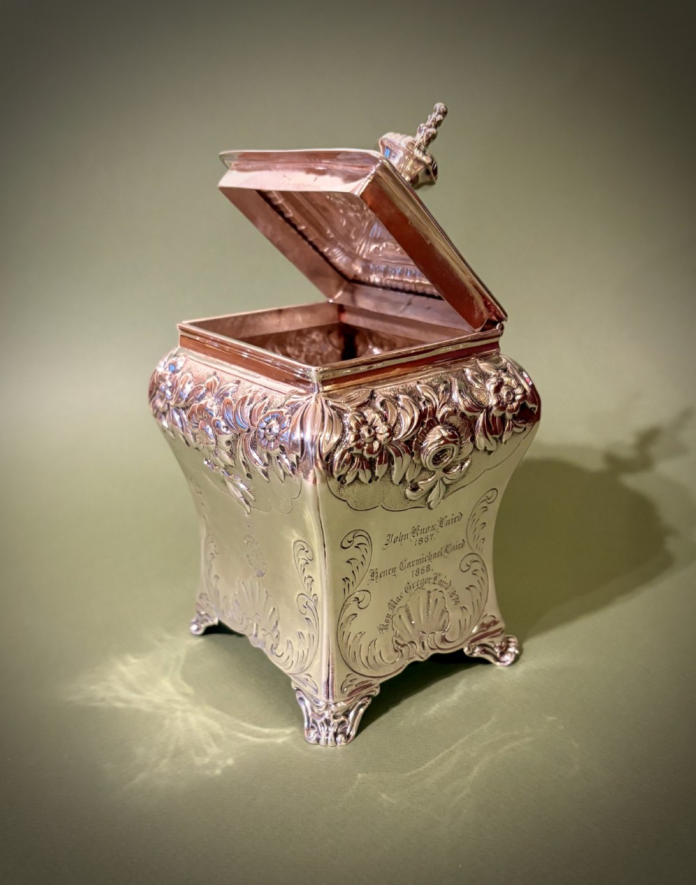 WILLIAM IVTH CASED SILVER TEA CADDY View III
