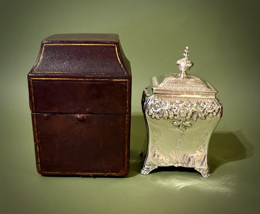 WILLIAM IVTH CASED SILVER TEA CADDY View IV
