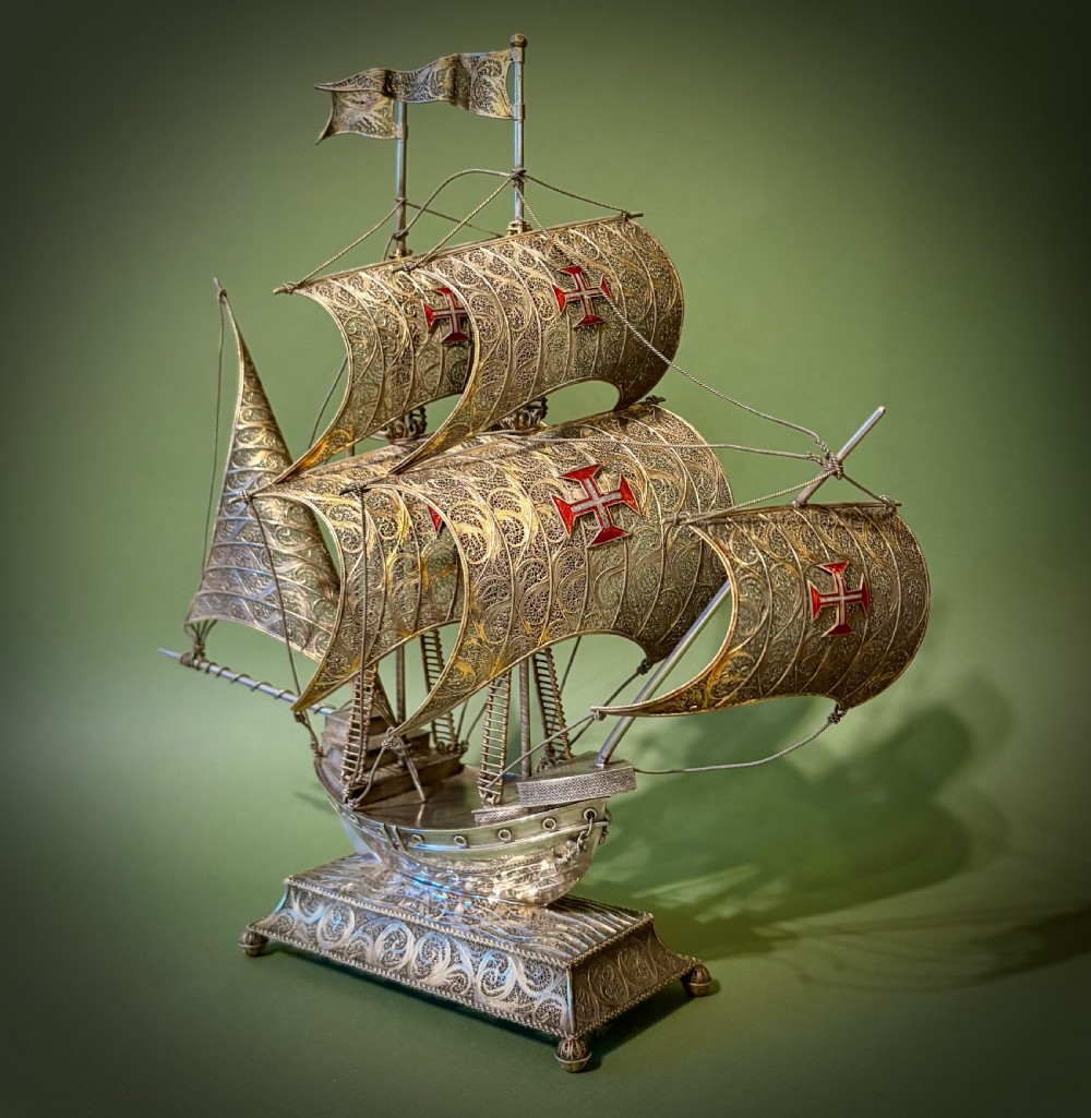 A FINE MALTESE FILIGREE SILVER GALLEON View II