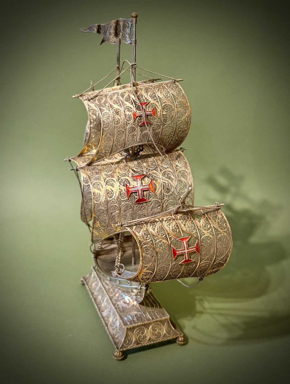 A FINE MALTESE FILIGREE SILVER GALLEON View III