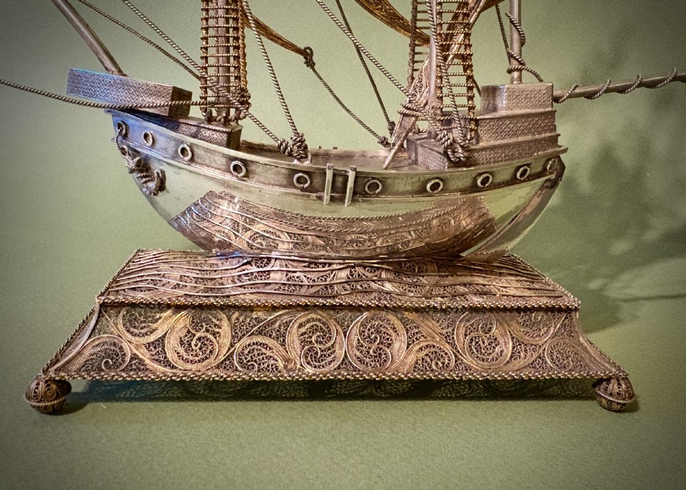 A FINE MALTESE FILIGREE SILVER GALLEON View VI