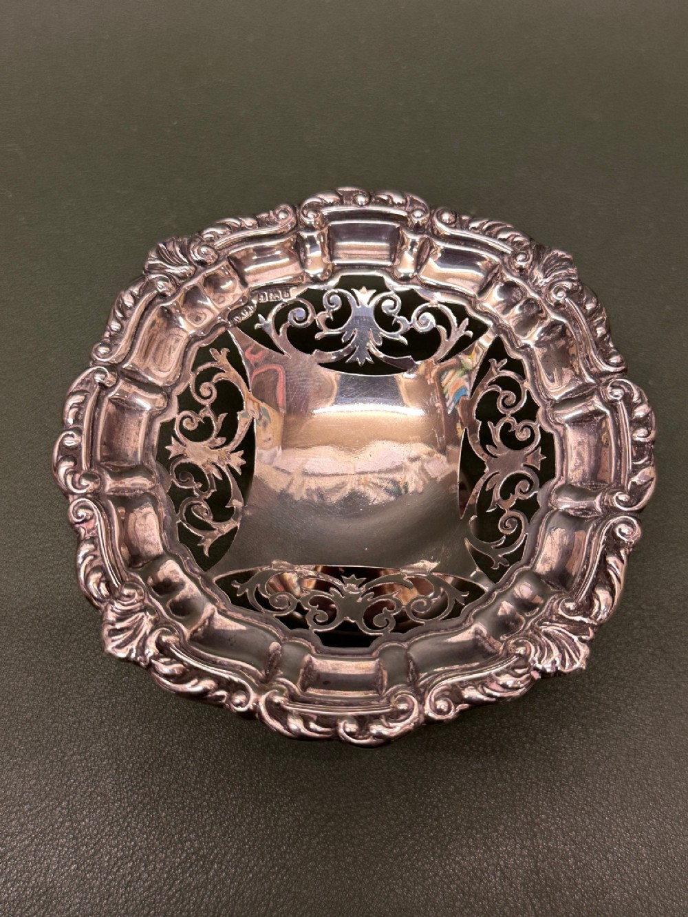 Pierced English silver Bon Bon Dish, Birmingham 1901