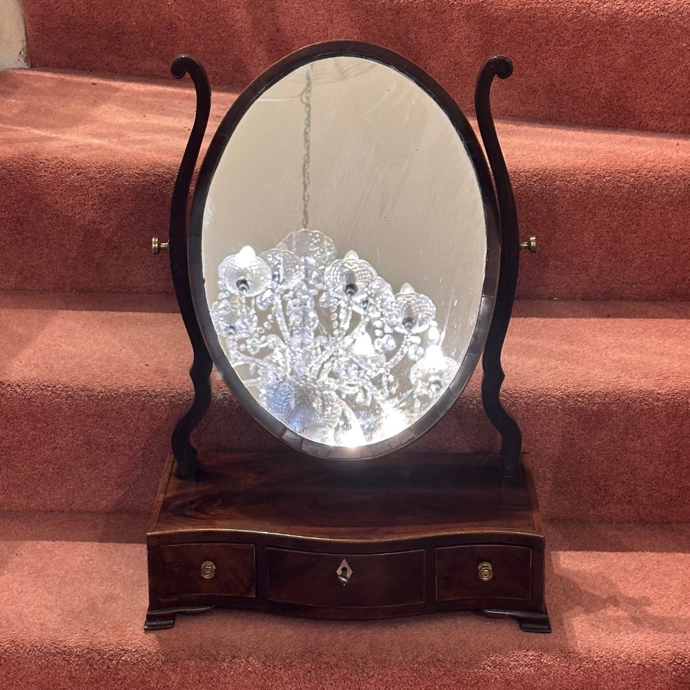 19th century (George III) Rosewood Oval ‘toilet’ mirror