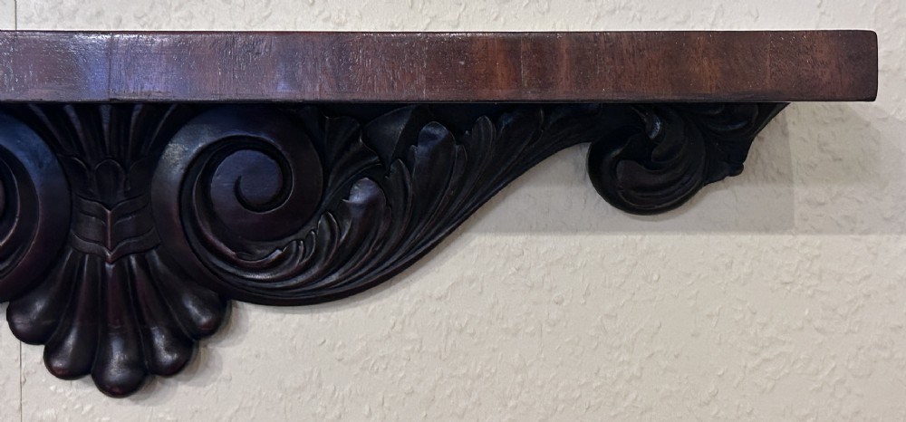 PAIR of Georgian carved mahogany hanging wall shelves View V
