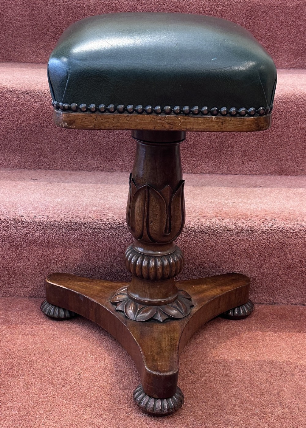 William IV mahogany height-adjustable leather Music Stool View II