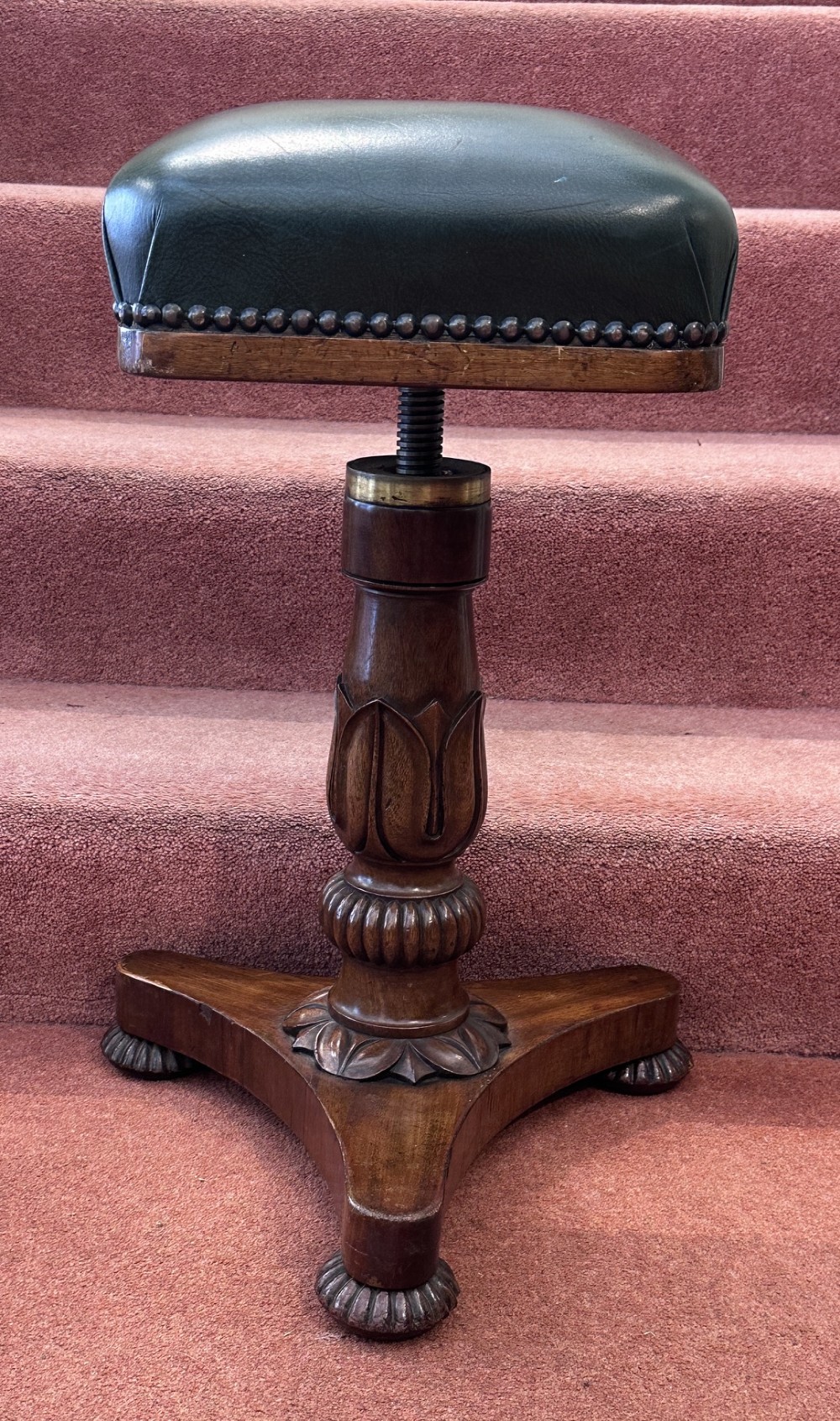 William IV mahogany height-adjustable leather Music Stool View VII