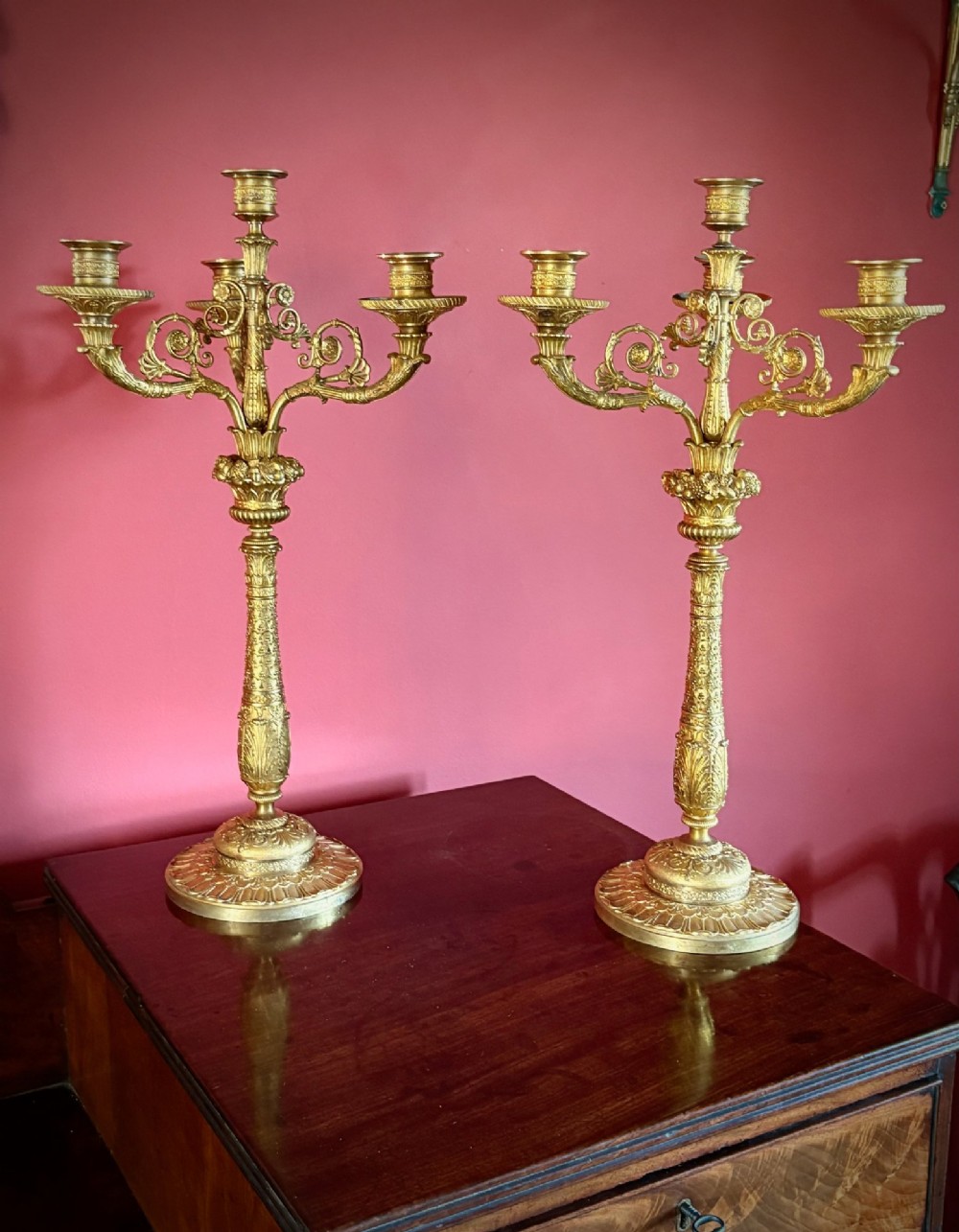 IMPRESSIVE PAIR OF ORMOLU CANDELABRA