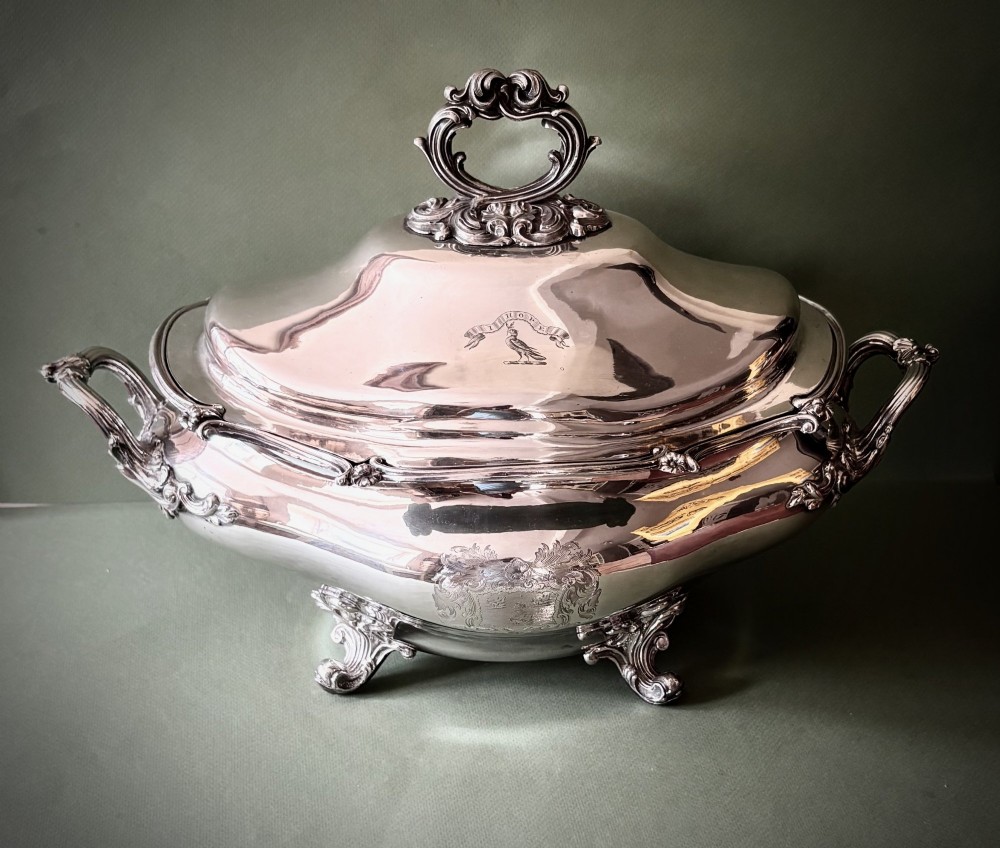 SUPERB OLD SHEFFIELD PLATE 3-PIECE TUREEN