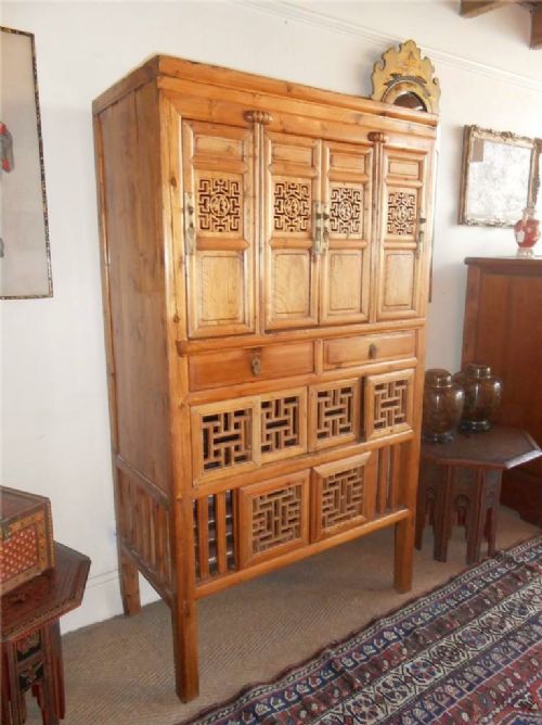 fig 1. Late 19th Century Chinese Cabinet in Solid Elm