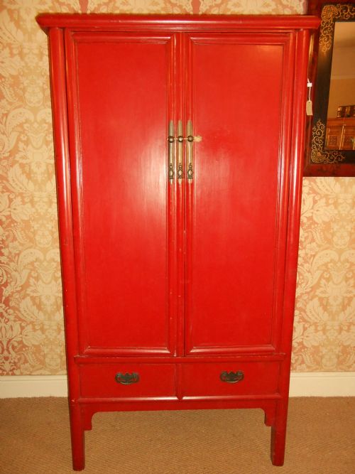 fig 1. Early 20th Century Large Chinese Cabinet Red Lacquer