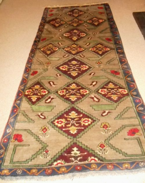 Turkish Hand Woven Karapinar Rug, Lozenge Design