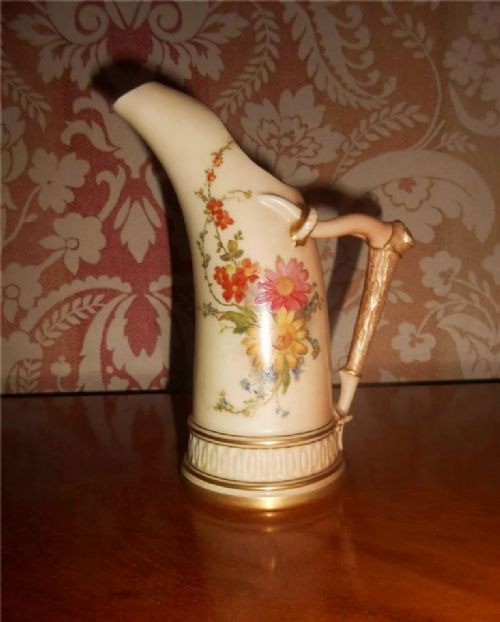 Royal Worcester Hand Painted Blush Tusk Jug