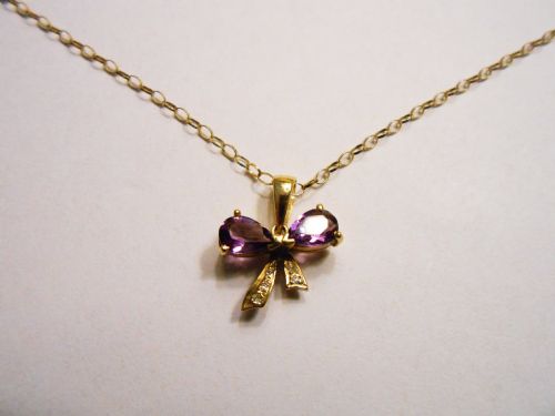 9ct Gold Amethyst and Diamond Necklace