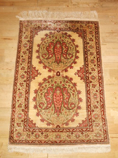 Turkish Hereke Silk Rug