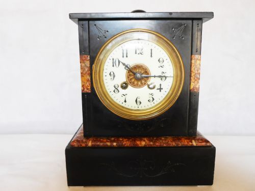 Victorian 8 Day Japy Freres Slate & Marble Mantle Clock