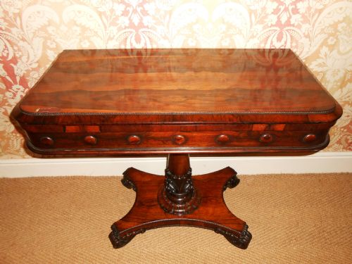 William IV Rosewood Foldover Card Table