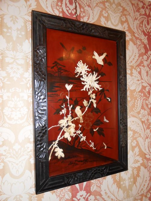 19th Century Aesthetic Japanese Shibayama Plaque