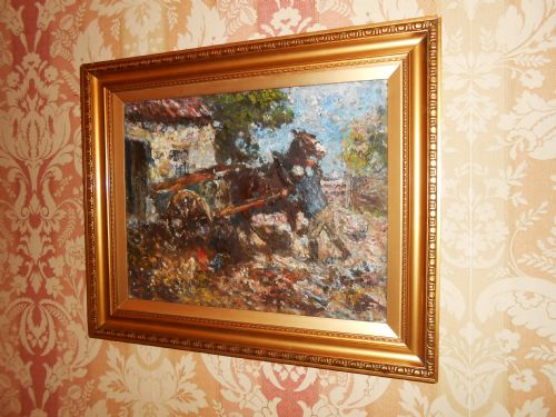 fig 1. Impressionist Oil Painting J. F. Slater, Farmer with Carthorse
